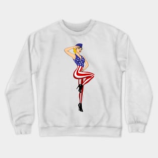 4th Of July Pin Up Girl Crewneck Sweatshirt